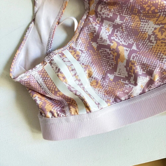 Adidas  Aeroready Pink Animal Print Sports Bra Light Support 2XL - Picture 3 of 7